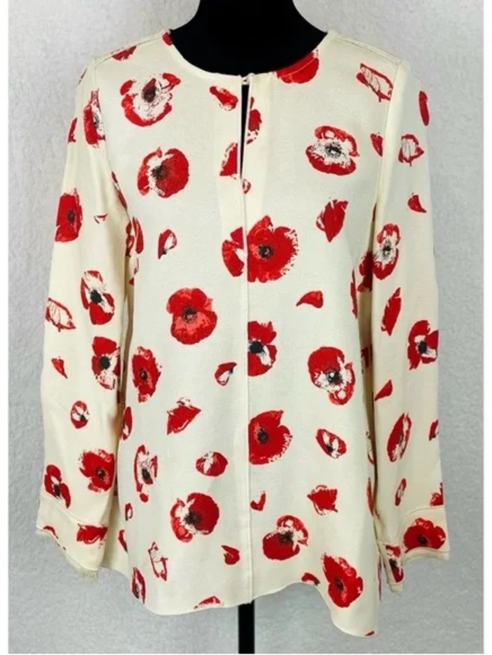 Proenza Schouler Cream Blouse with Red Floral Print